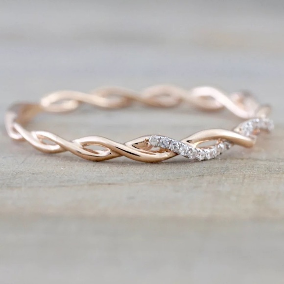 New Rose Gold Diamond Twisted Eternity Ring - Picture 4 of 5